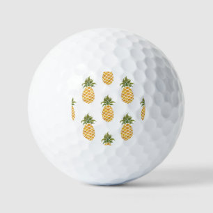 Hand-painted pineapples, watercolor background. golf balls