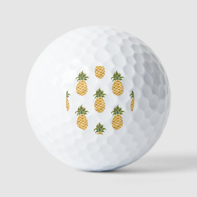 Hand-painted pineapples, watercolor background. golf balls (Front)