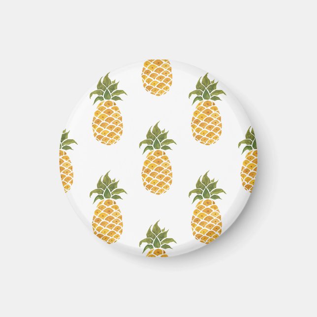 Hand-painted pineapples, watercolor background. magnet (Front)