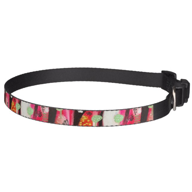 Hand painted Pink abstract dog collar (Right)