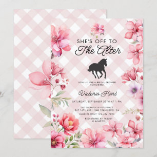 Hand Painted Pink Flower Derby  Bridal Shower  Invitation