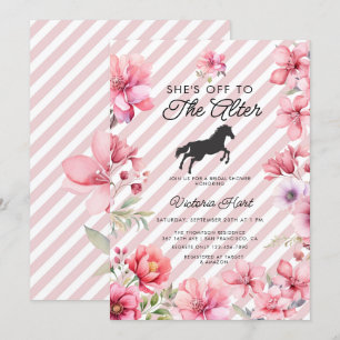 Hand Painted Pink Flower Derby  Bridal Shower  Invitation