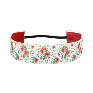 Hand Painted Pink Flowers Floral Pattern-23498 Athletic Headband