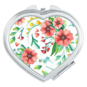 Hand Painted Pink Flowers Floral Pattern-23498 Compact Mirror