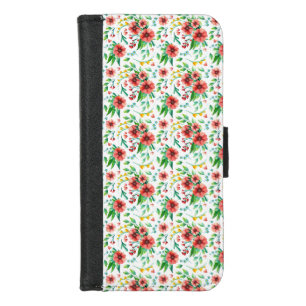 Hand Painted Pink Flowers Floral Pattern-23498 iPhone 8/7 Wallet Case