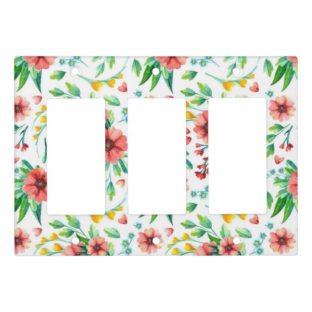 Hand Painted Pink Flowers Floral Pattern-23498 Light Switch Cover (Front)