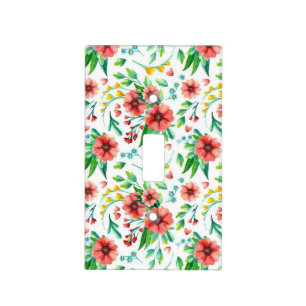 Hand Painted Pink Flowers Floral Pattern-23498 Light Switch Cover