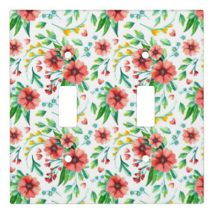Hand Painted Pink Flowers Floral Pattern-23498 Light Switch Cover