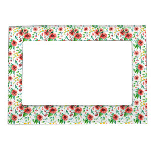 Hand Painted Pink Flowers Floral Pattern-23498 Magnetic Frame