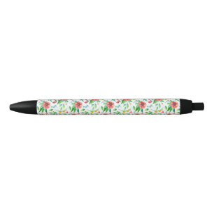 Hand Painted Pink Flowers Floral Pattern-23498 Pen