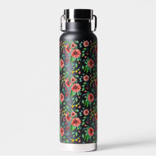 Hand Painted Pink Flowers Floral Pattern-23498 Water Bottle