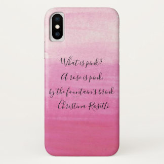 Hand-Painted Pink Watercolor Quote iPhone X Case