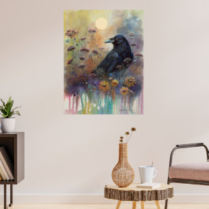 Hand Painted Poetic Bird of the Night Poster
