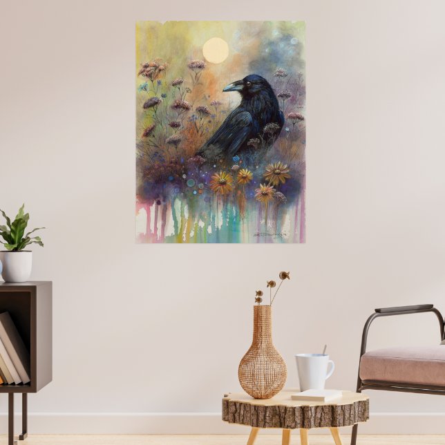 Hand Painted Poetic Bird of the Night Poster (Living Room 3)