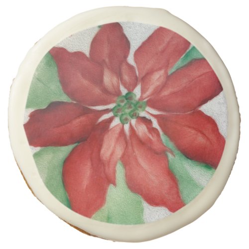 Hand Painted Poinsettia Sugar Cookie