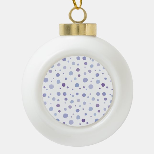 hand painted polka dots ceramic ball christmas ornament (Front)