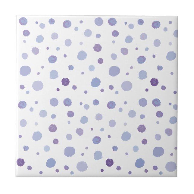 hand painted polka dots ceramic tile (Front)