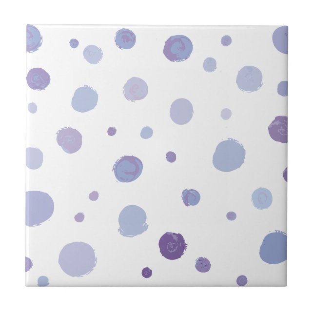 hand painted polka dots ceramic tile (Front)