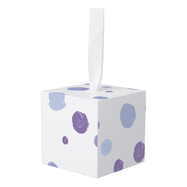 hand painted polka dots cube ornament (Front Angled)