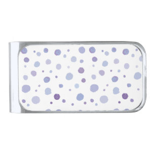hand painted polka dots silver finish money clip