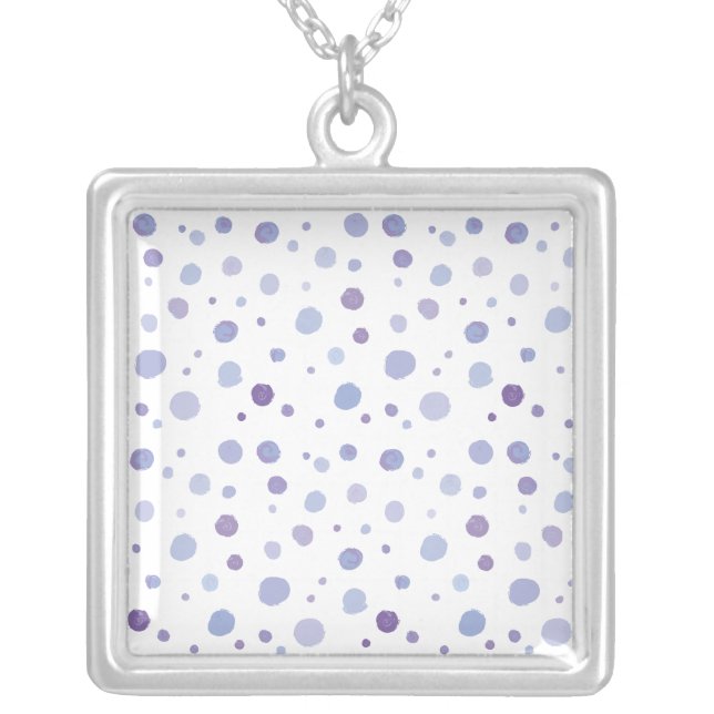 hand painted polka dots silver plated necklace (Front)