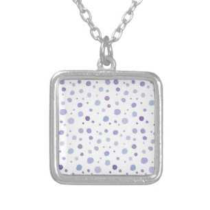 hand painted polka dots silver plated necklace