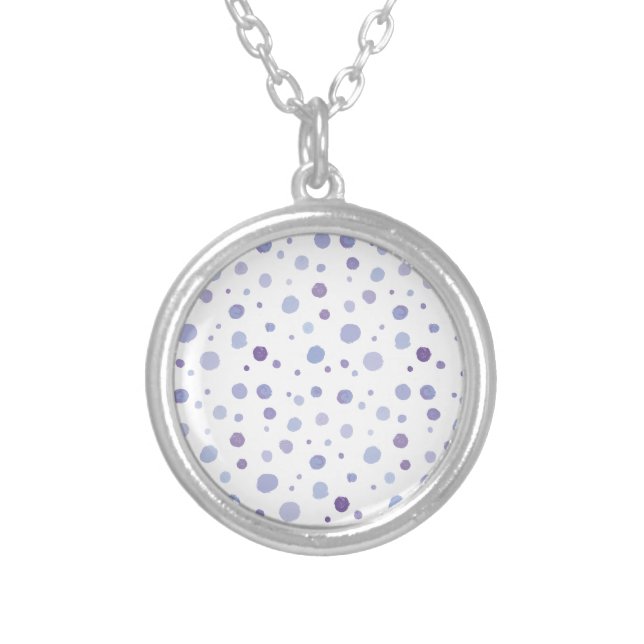 hand painted polka dots silver plated necklace (Front)