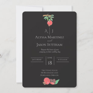 Hand-Painted Pomegranate Wedding Invitations