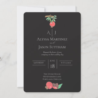 Hand-Painted Pomegranate Wedding Invitations