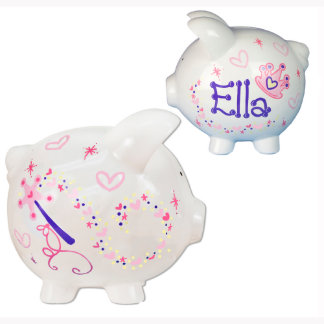 Hand Painted Princess Piggy Bank for Girls