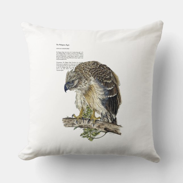 Hand painted Print endangered Eagle Cushion (Front)
