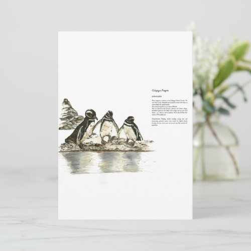 Hand Painted Print Endangered Penguins  Invitation
