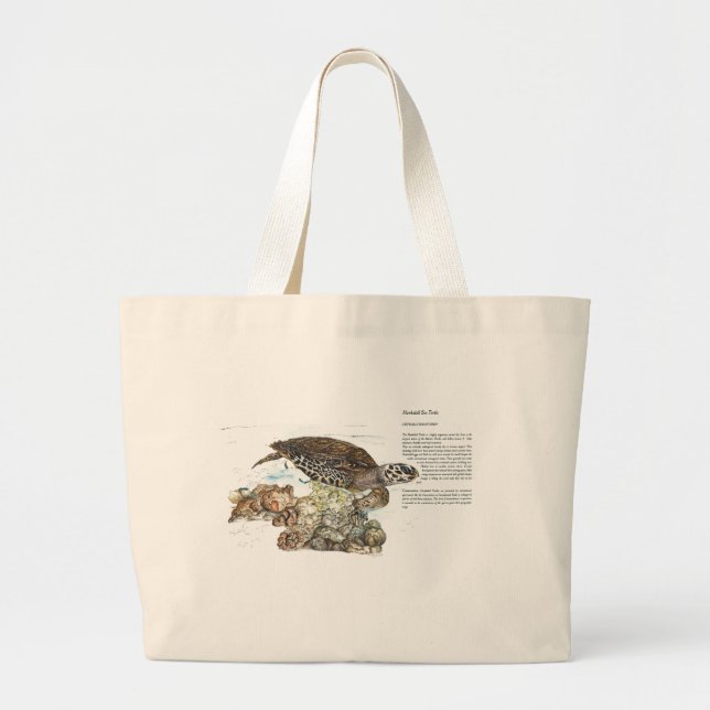 Hand Painted Print Hawksbill Turtle Tote (Front)