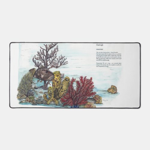 Hand Painted Print of Coral Reef Mouse Pad