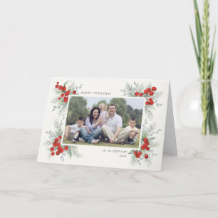 Hand Painted Red Berries Christmas Holiday Photo