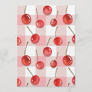 Hand-Painted Red Cherries Seamless Pattern Invitation