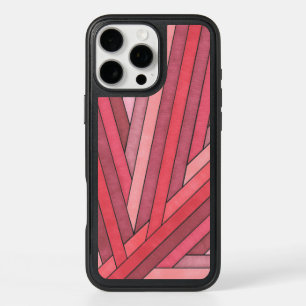 Hand Painted Red Geometric Stripe Design iPhone 16 Pro Max Case