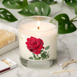 Hand-Painted Red rose - Valentine's day Custom Scented Candle