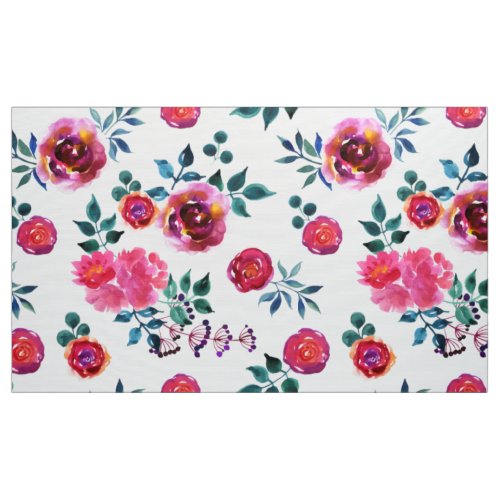 Hand_painted red roses pattern fabric