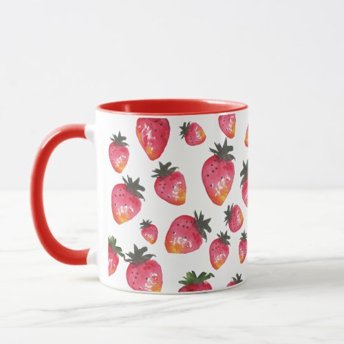 Hand_Painted Red Strawberry Vintage Boho Valentine Mug
