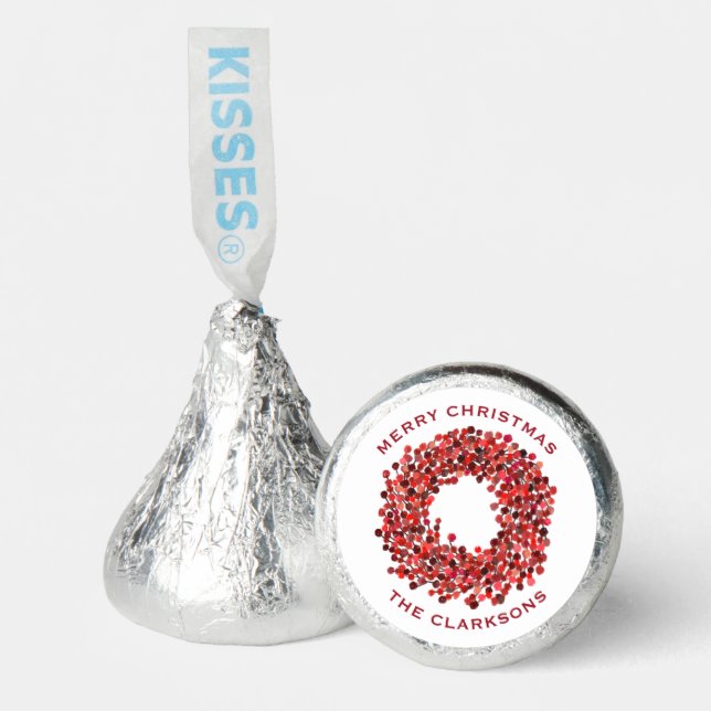 Hand Painted Red Winterberry Wreath Christmas Hershey®'s Kisses® (Front)