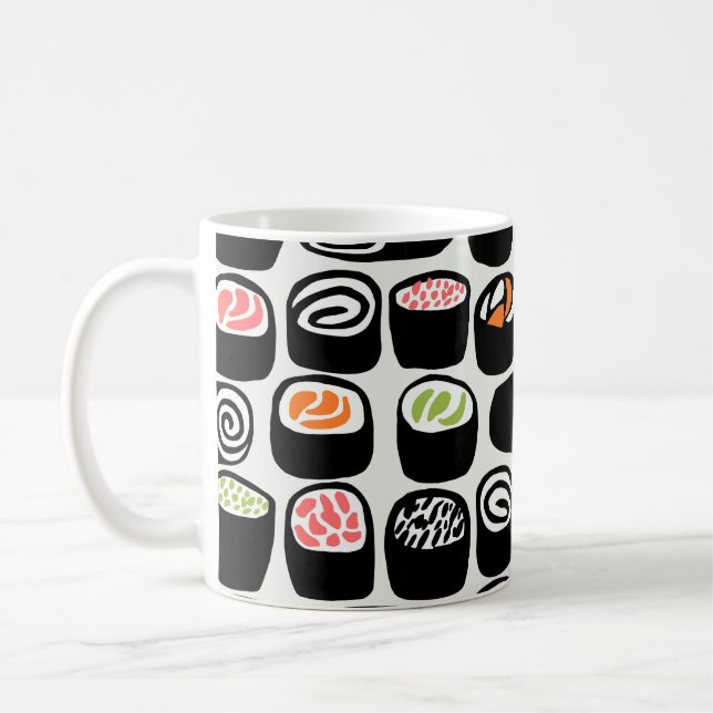 Hand painted seamless pattern with Asian food on v Coffee Mug (Left)