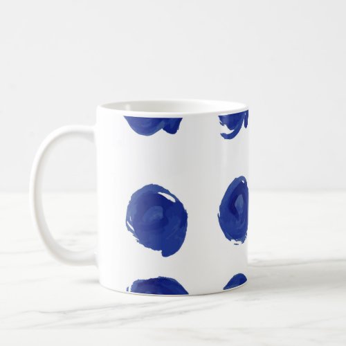 Hand painted seamless polka dots pattern coffee mug