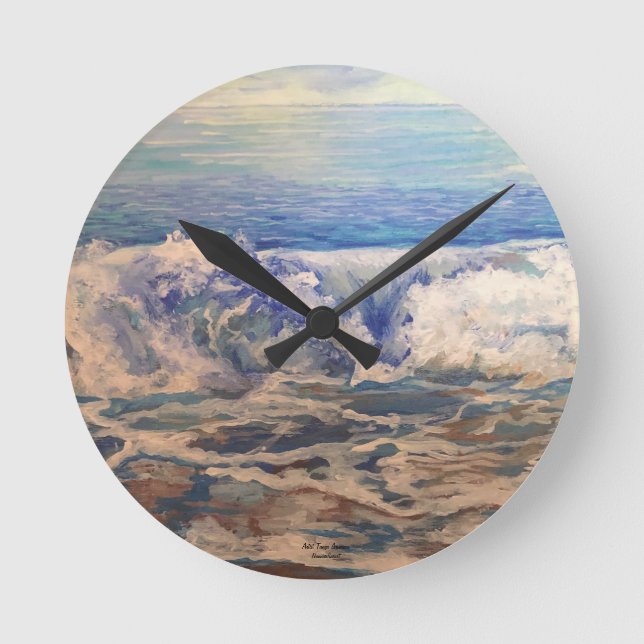 Hand Painted Seascape Art Round Clock (Front)