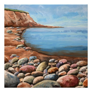 Hand Painted Seascape Brown Poster