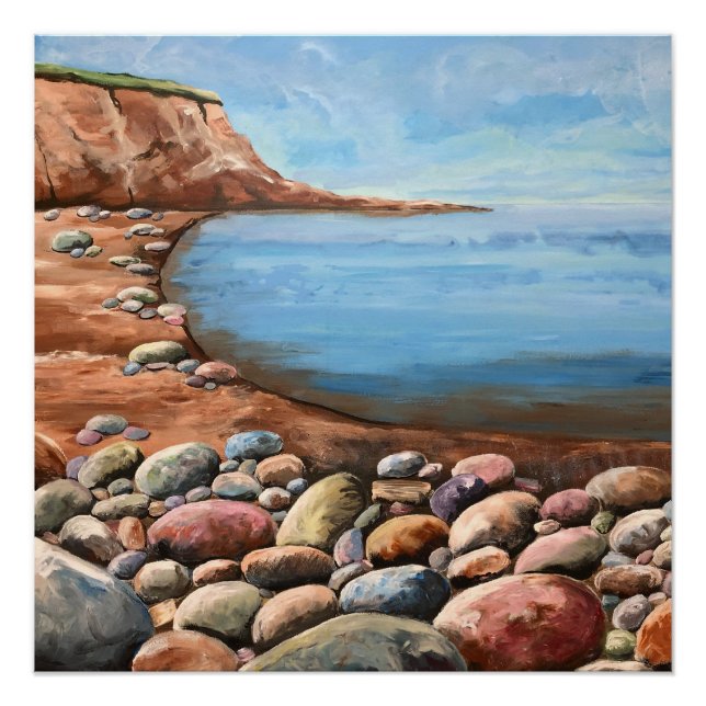 Hand Painted Seascape Brown Poster (Front)