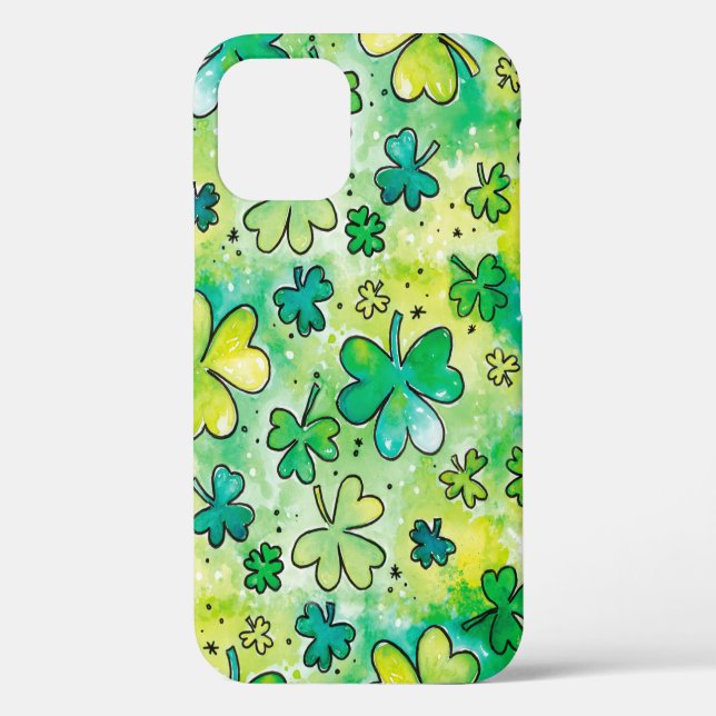 Hand-painted shamrock pattern featuring water colo Case-Mate iPhone case (Back)