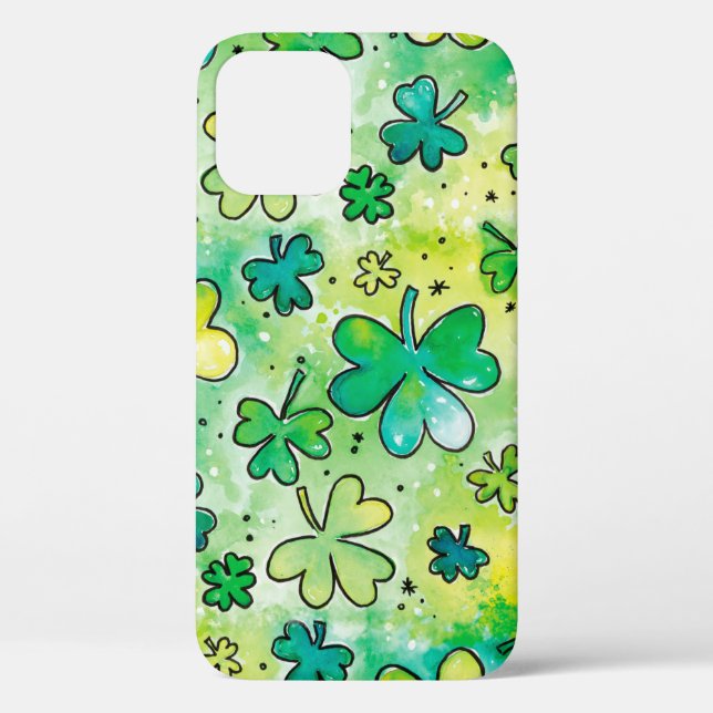 Hand-painted shamrock pattern featuring water colo Case-Mate iPhone case (Back)