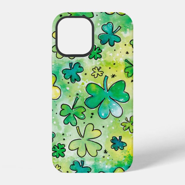 Hand-painted shamrock pattern featuring water colo iphone case (Back)