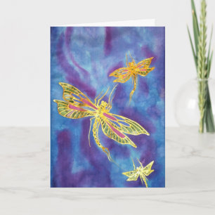 Hand Painted Silk Dragonfly Card